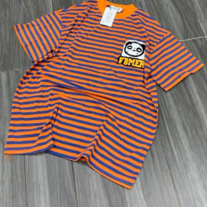 T-shirt rayé, en coton pure - Couleurs Orange, Blanche, Verte - Marque FBMER - Pour Femme-Ref : 6956