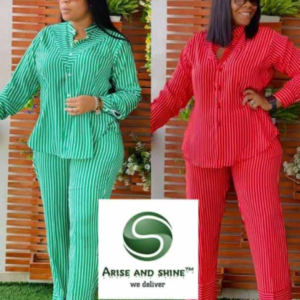 Ensemble pantalon chemise ample - Couleurs Rouge, Verte, Marron - Pour Femme-Ref : 6981