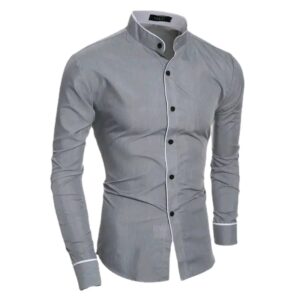 Chemise À manches longues ,Coupe Slim Pure Colors Fit - Couleurs Grise, Noire - Pour homme-Ref : 7602