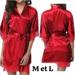 Robe de nuit, Robe dentelle peignoir chemise de nuit manches courtes Robe de nuit dentelle vêtements de nuit sexy robes - Couleurs Rouge, Noire, Blanche - Pour Femme-Ref : 7755