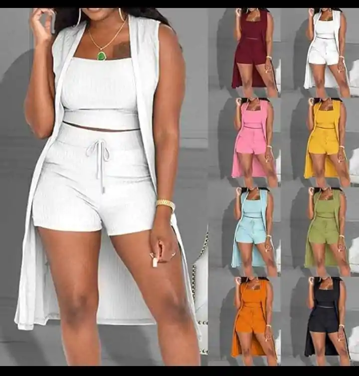 Complet chemise et chott - Couleurs Disponibles : Blanche, Noire, Grise, Rouge, Jaune, Bordeau  - Pour Femme-Ref : 18645